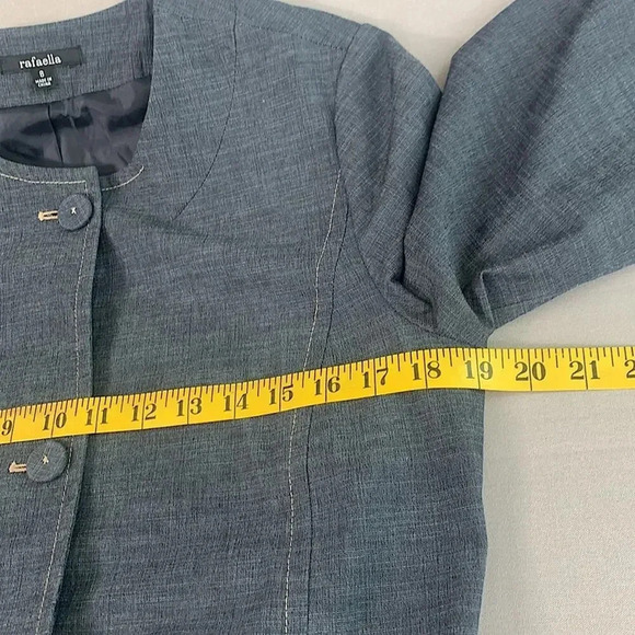 Rafaella Button Down 3/4 Sleeve Blazer Lightweight Jacket Size 8 Slate Blue - Picture 8 of 13
